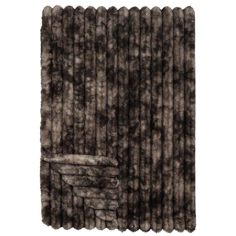 Jeté Wooded River Channel Mocha - jeté moelleux 60 x 72