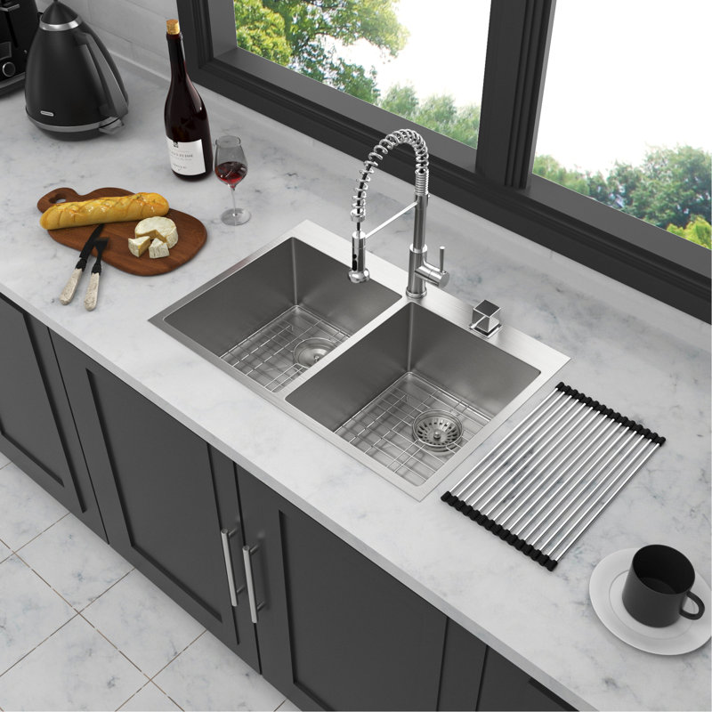 Versatile Double Bowl Stainless Steel Kitchen Sink For Efficient Cooking Spaces