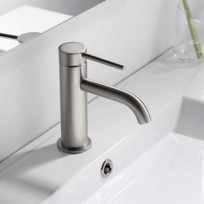 Circular Single-handle Bathroom Faucet, Brushed Nickel, Drain Assembly Included