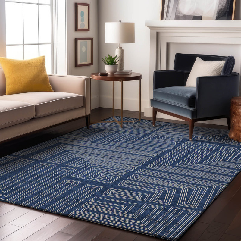 Tapis géométrique Premium lavable à la machine Harrietstown AMF1045, Rectangle 2 pi 6 po x 3 pi 10 po