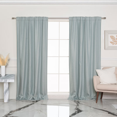 Textured Faux Linen Woven Rod Pocket And Backtab Blackout Curtains