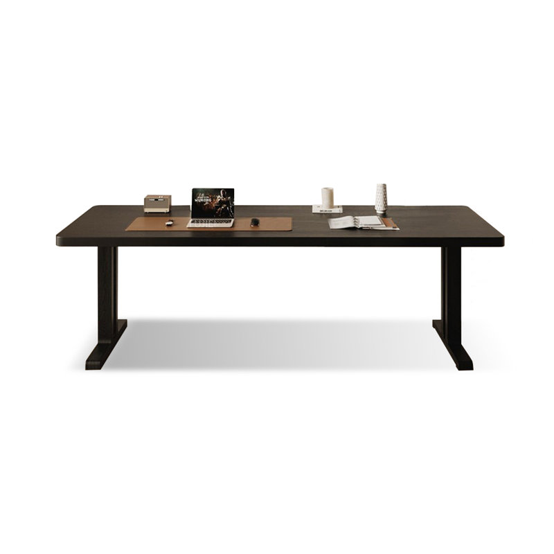 Bureau d'écriture rectangulaire en bois massif noir, H 29,53 po x l 78,74 po x P 23,62 po