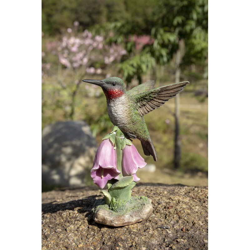 STATUE COLIBRI SUR FOXGLOVE