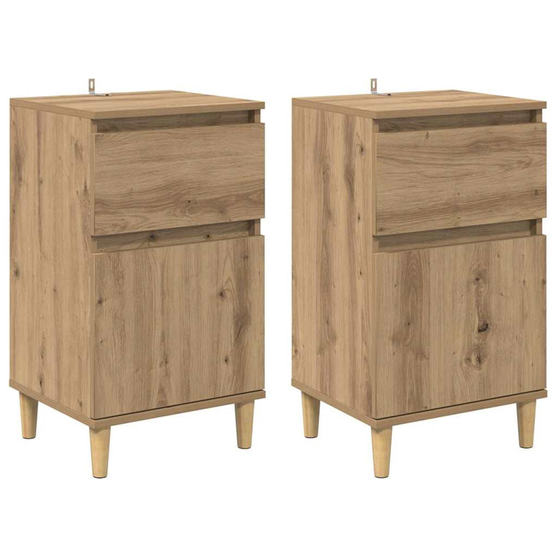 40cm W Manufactured Wood Bedside Table, Artisan Oak