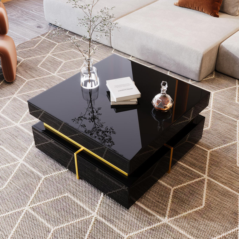 Coffee Table with Storage, Black