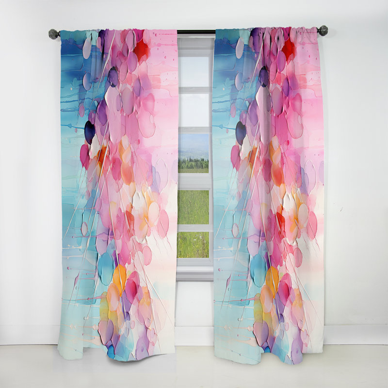 Rideau pastel obscurcissant rose et bleu pastel Patchwork, L 52 po x L 90 po