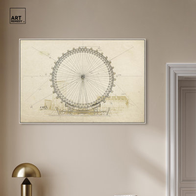 Ferris Wheel Sketch Canvas Classic Landscape by Art Remedy