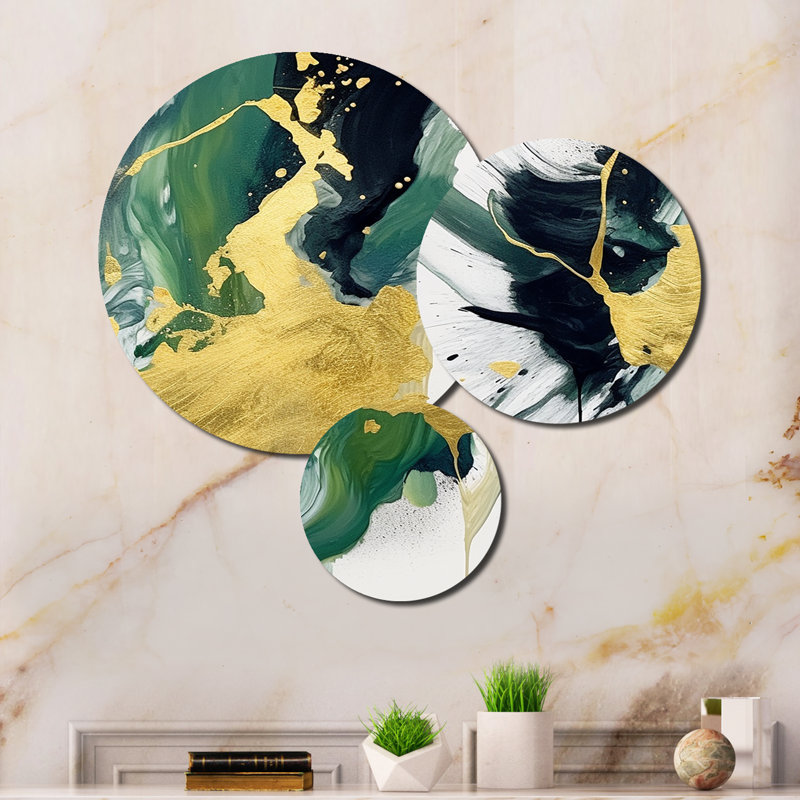Green And Yellow Splash Abstract Wall Decor on Metal
