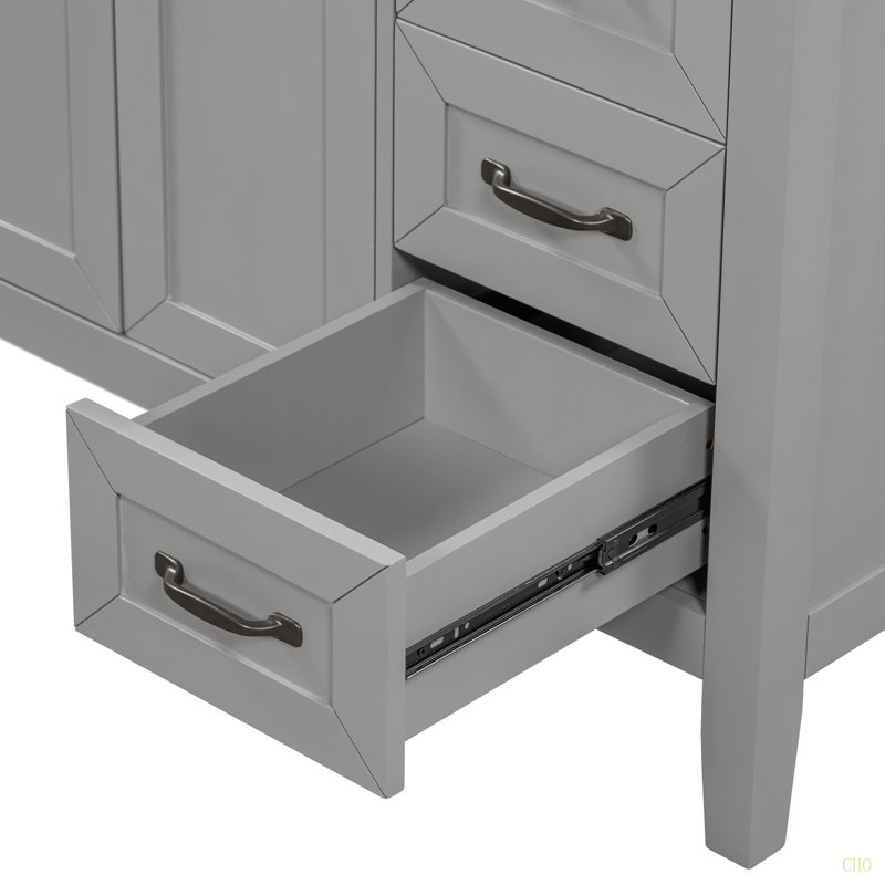 Meuble-lavabo 36 po sans lavabo, base d'armoire seulement, armoire de salle de bain avec tiroirs, structure solide et panneau de fibres à densité moyenne