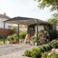 Abri de rangement en métal 11,3 x 23 pi, garage en acier robuste avec porte coulissante, panneau UV et toit incliné imperméable, gris