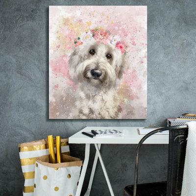 «Flower Crown Goldendoodle 7» par Furbaby Affiliates, art mural sur toile