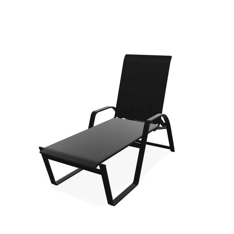 Chaise longue empilable Aruba II, Noir, Noir 5D Sunbrella®