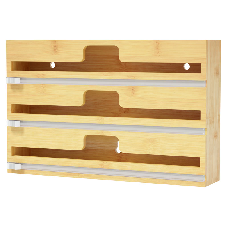 WrapNeat Organisateur de pellicule de bambou avec coupe et étiquettes, H 3 po x l 8,5 po x P 14 po