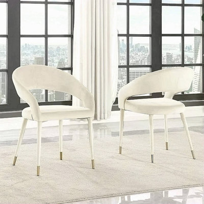 Ensemble de 2 chaises de salle à manger en velours moderne avec pieds décoratifs