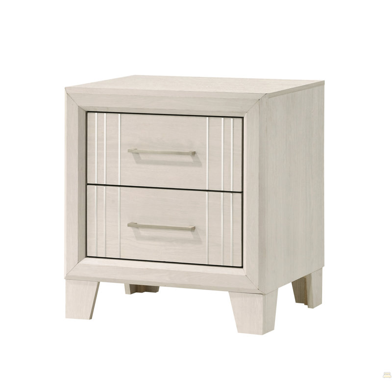 Table de chevet 1 tiroir à deux tiroirs, Beige