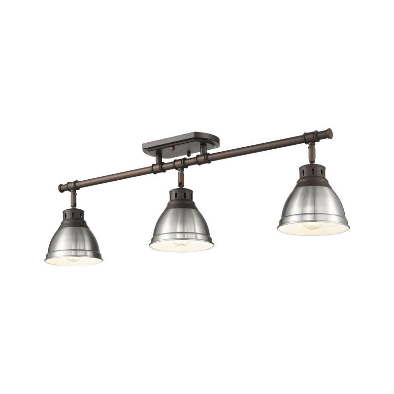 Bryannah 3-Light Semi-Flush - Track Light, Pewter, Rubbed Bronze