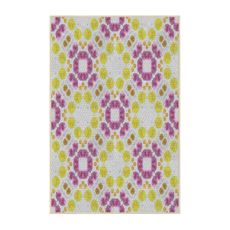 Tapis rose/jaune tissé à la machine, Rectangle 8 pi x 10 pi