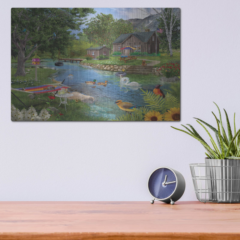 «Summer Cabin» par Bigelow, illustrations en métal, H 12 po x l 16 po