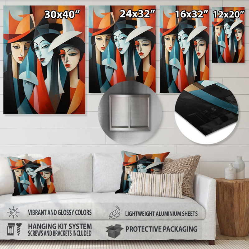 «Music Performance Cubist Portrait I - Theatre», art mural en métal, H 32 po x l 24 po x P 1 po