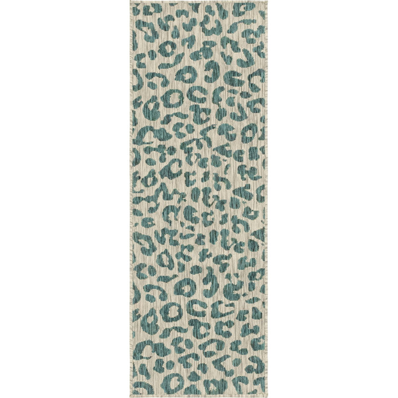 Tapis bleu sarcelle / gris Murph, Tapis de couloir 2 pi x 6 pi 1 po