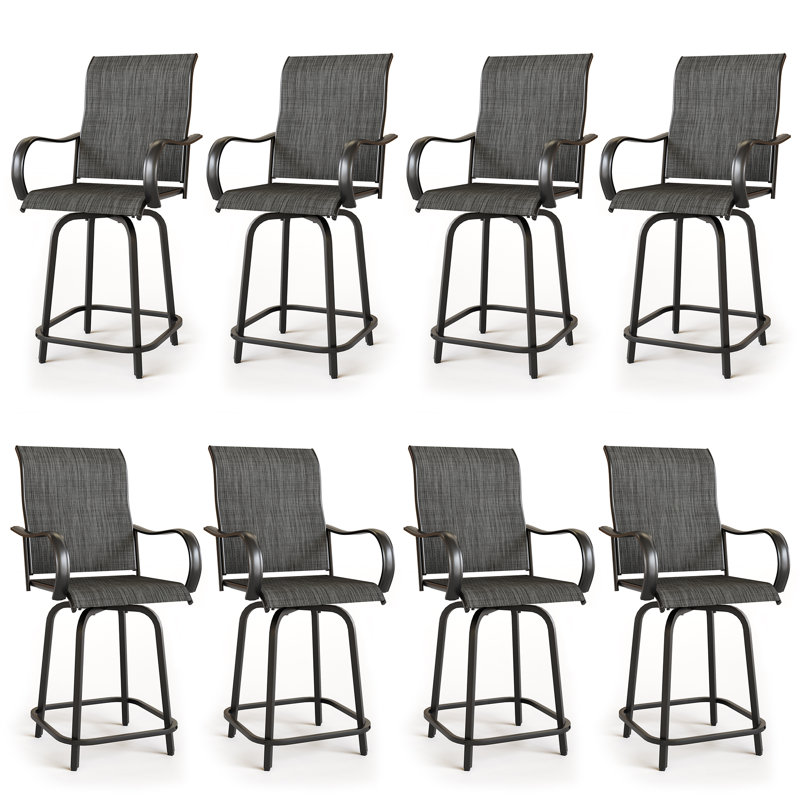 Tabourets de bar pivotants en polyester toutes saisons revêtus de PVC, 8, Gris