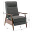 Fauteuil inclinable Saugus en tissu anthracite avec accoudoirs en bois de châtaignier