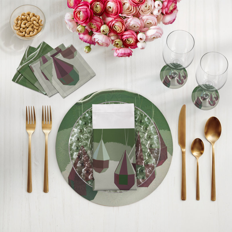 Ornaments Pebble 16" Vinyl Placemat, Plum/Emerald