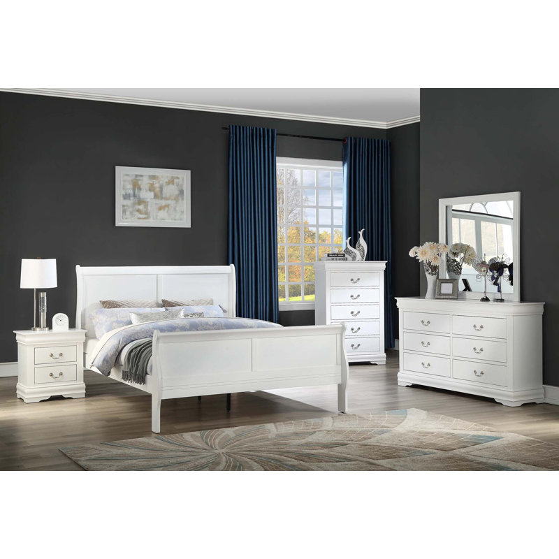 1pc Table de chevet blanche Louis Philippe
