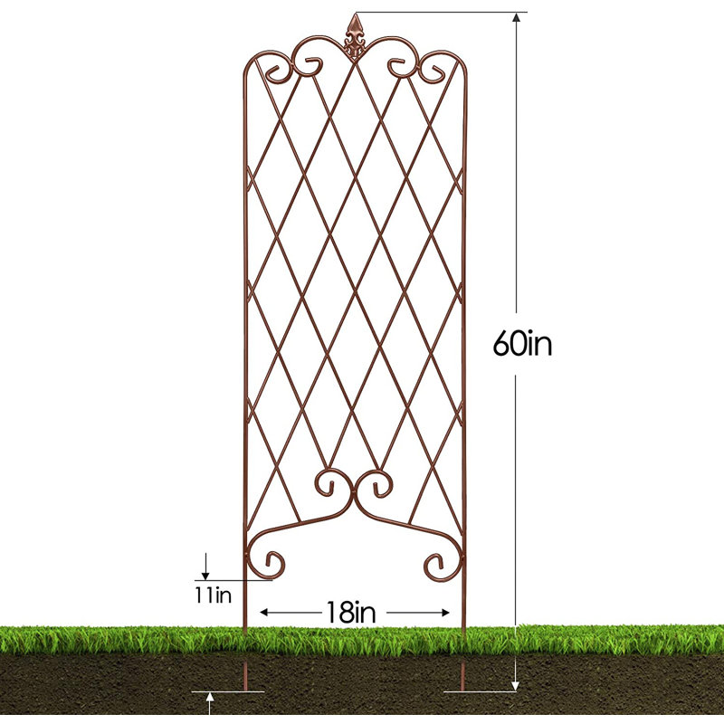 Meigs Iron Lattice Panel Trellis, Black, 60" H x 18" W x 0.98" D