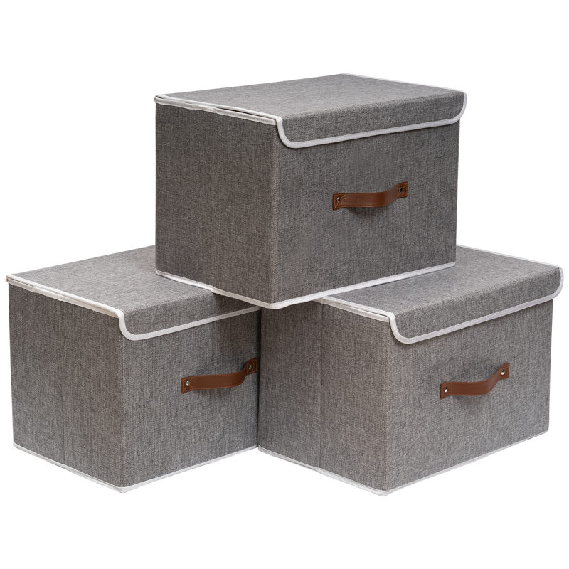 Corrigan Studio Fabric Decorative Bin, Grey
