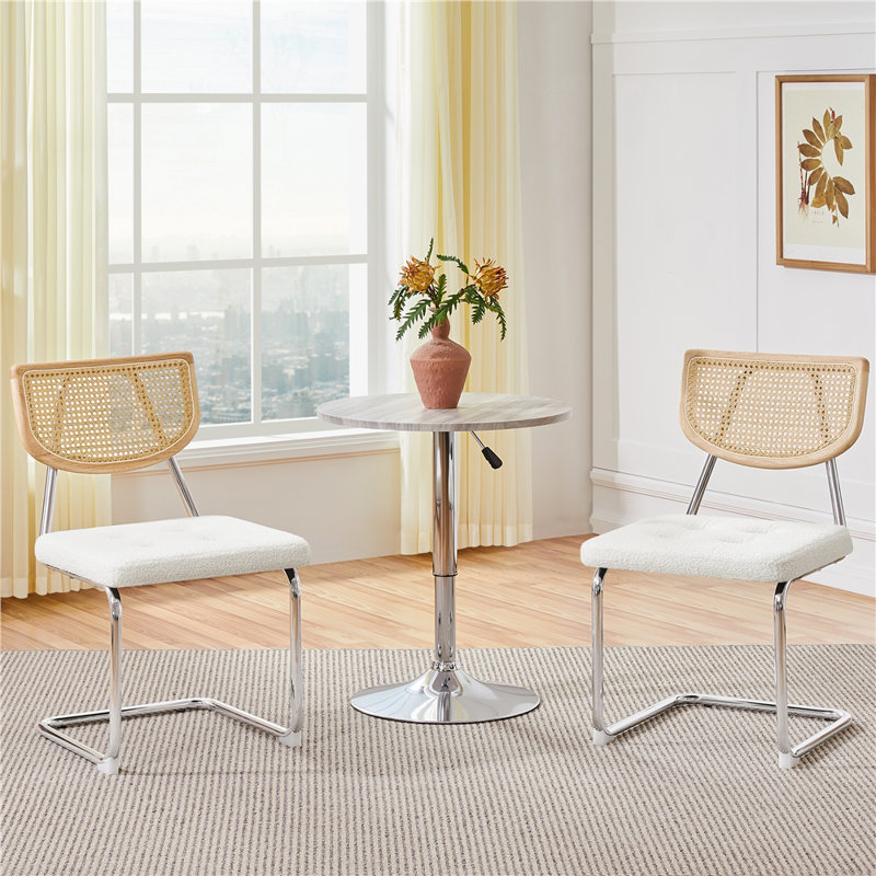 Alvelo 47cm H Tufted Polyester Upholstered Parsons Chair in White