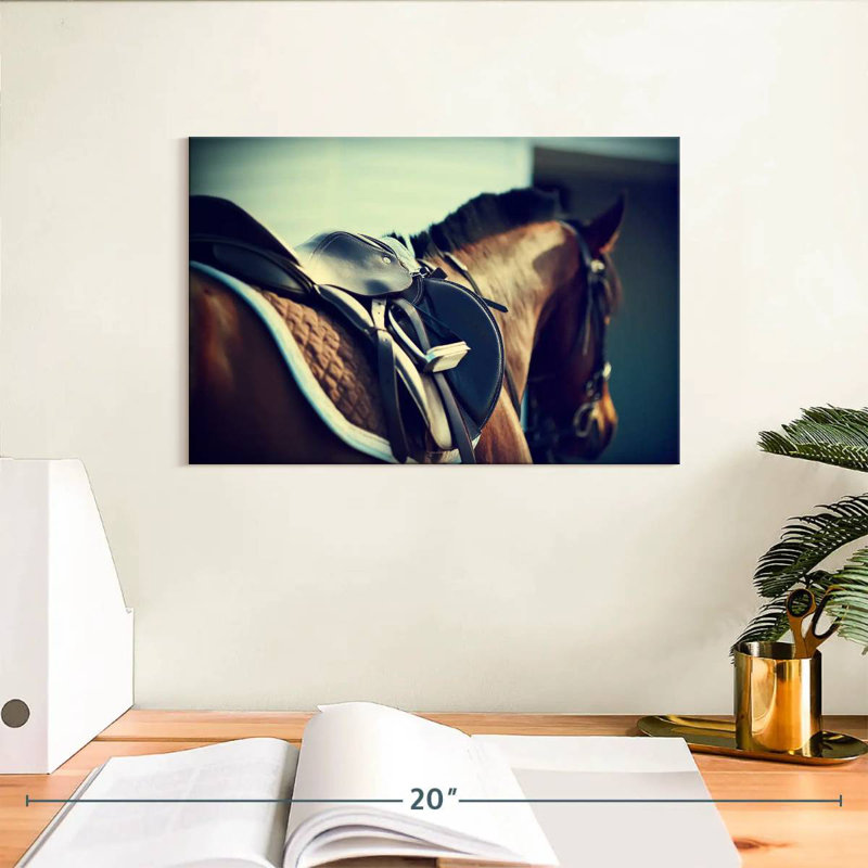 Cheval brun selle Brampt, H 8 po x l 12 po
