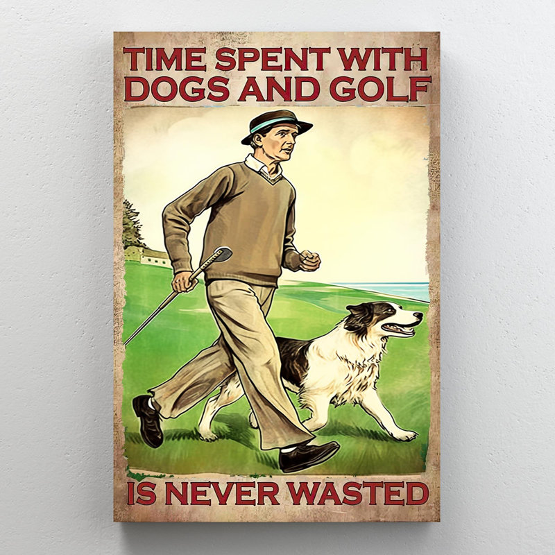 Irmfriede Irmfriede Temps passé avec les chiens et le golf, H 20 po x l 16 po x P 1,25 po