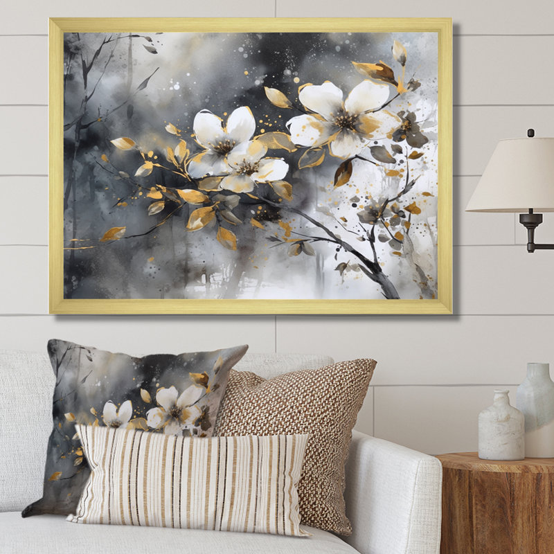 Ruckmani Daisy Tranquility sur impression sur toile, H 12 po x l 20 po x P 1 po, Cadre doré simple