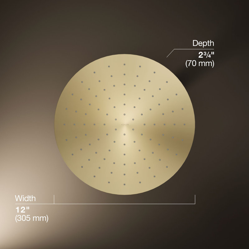 Contemporary Round 12" Rainhead with Katalyst Air-Induction Spray, 2.5 Gpm, Vibrant French Gold