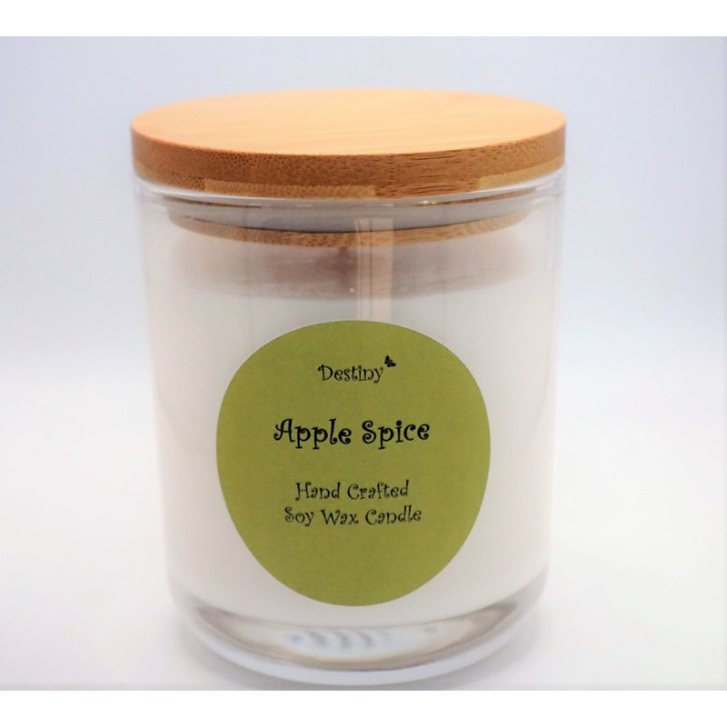Apple Spice Scented Jar Candle with Glass Holder