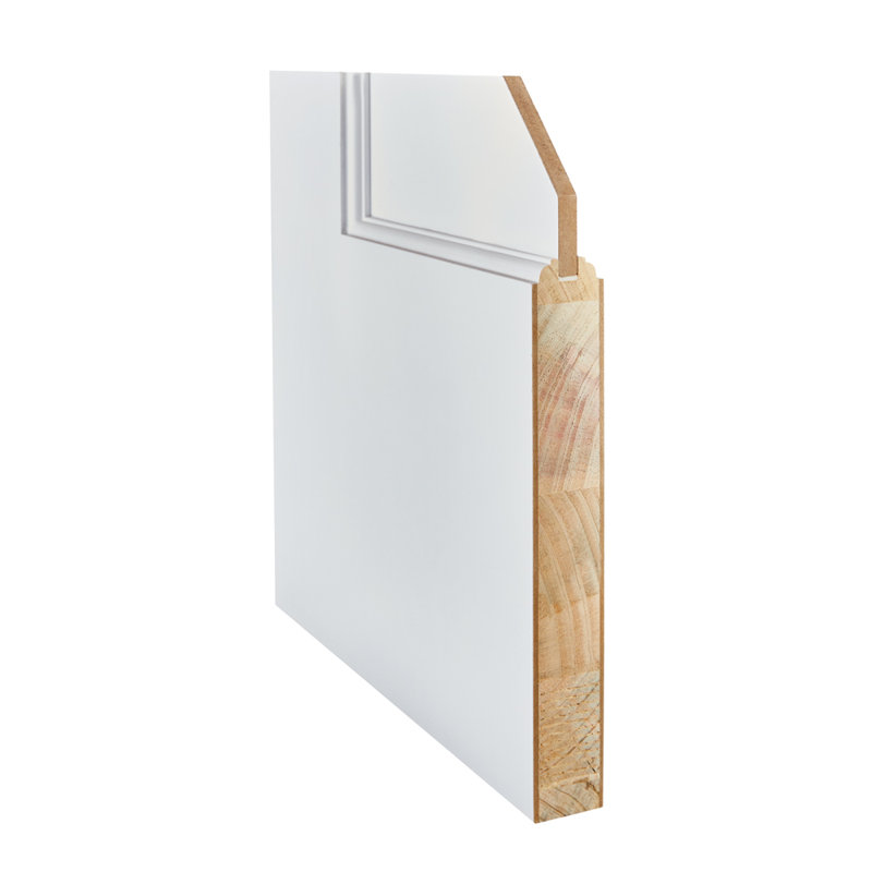 Primed White Solid Core 2 Panel Interior Door with Brushed Chrome Hardware