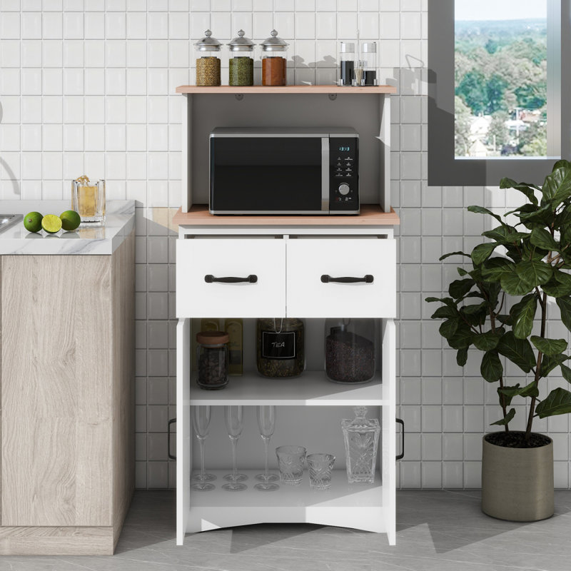 Armoire de cuisine en bois avec garde-manger et micro-ondes avec tiroir de rangement