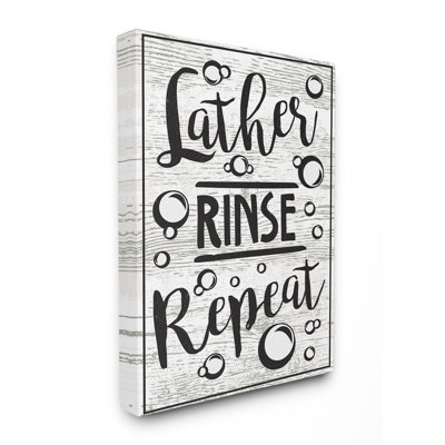 «Lather Rinse Répétition typographie avec bulles», impression