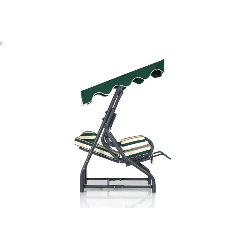 Balancelle avec support Roz, Vert/blanc