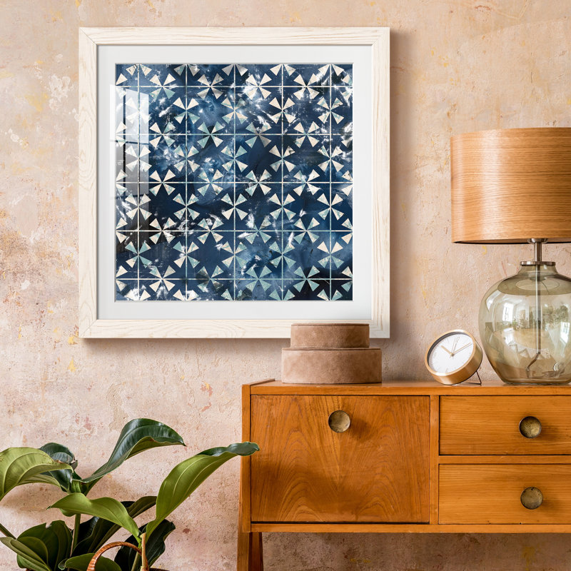«Tile-Dye III», reproduction encadrée de qualité supérieure - prête à être accrochée, Blanc, H 26,5 po x l 26,5 po x P 1,5 po