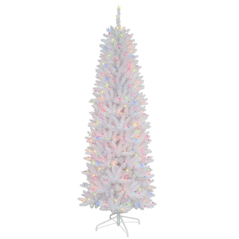 Sapin de Noël blanc élancé 6 pi 6 po avec 250 lumières