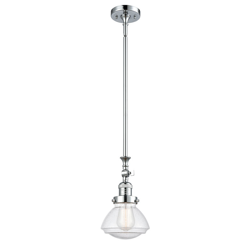 Luminaire suspendu simple à 1 lumière Chesterville, Grainé, Ampoule DEL 6 watts Vinage, Chrome poli