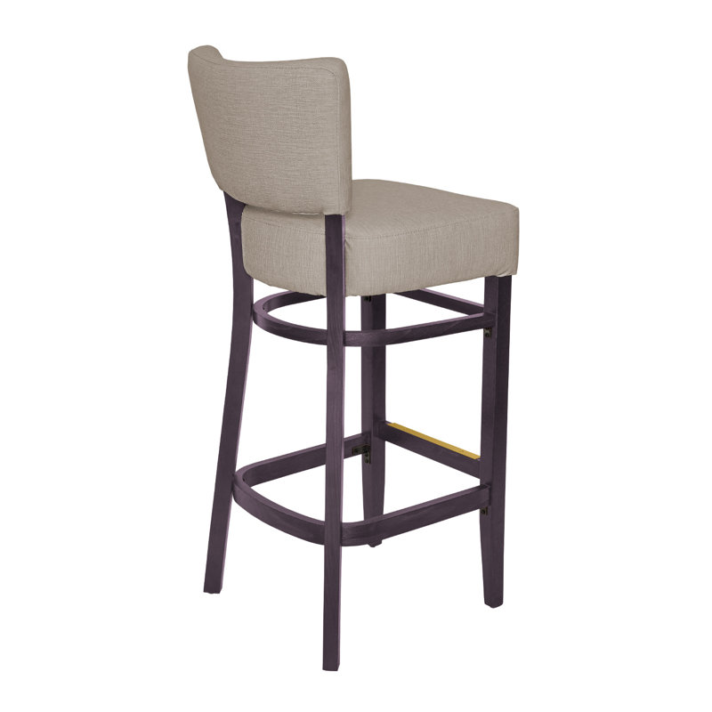 Tabouret de bar Madison, Bois brun foncé, Gris clair