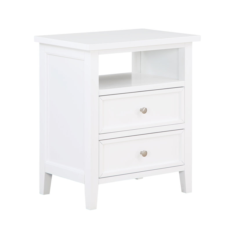 Table de chevet 2 tiroirs Weston White, Blanc