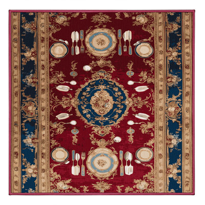 Tapis rouge français lavable à la machine