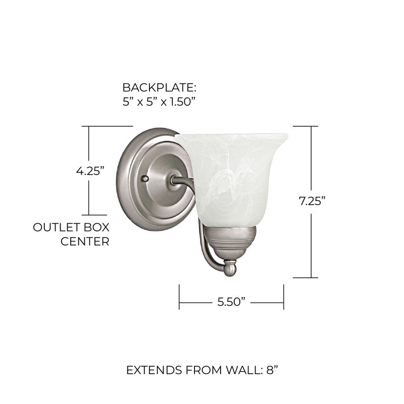 Applique murale 1 lumière pour salle de bain Loughran, Blanc, Nickel mat