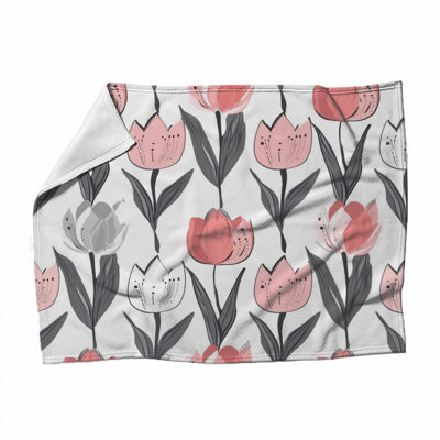 Jeté en molleton Tulip - Jetés floraux pour canapés ou lits