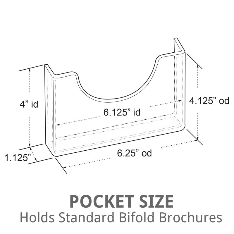 Six-Pocket Wall Mount Bifold Brochure Holder, 2-Pack