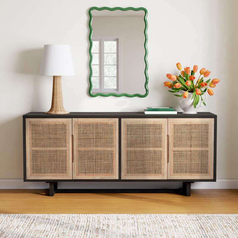 Nephie 72'' Solid Wood Sideboard, Black